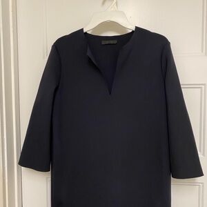 The Row Navy Long Sleeve Dress
